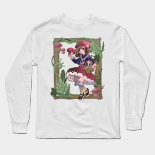 Cottagecore Autumn Mushroom Girl Long Sleeve T-Shirt